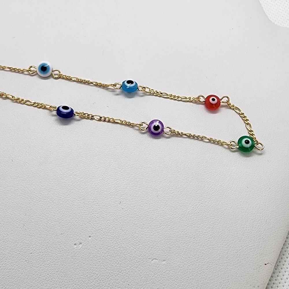 Brand New Brazilian 18k Multi Color Evil Eye Anklet - Picture 5 of 5